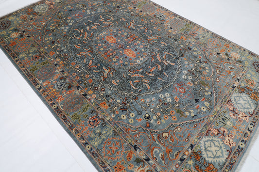 196 x 297 cm |  Floral gray Tribal Area Rug Afghan Hand Knotted veg Dye Wool carpet