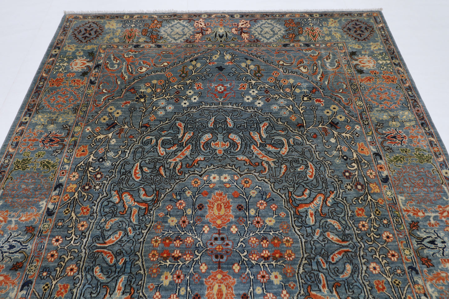 196 x 297 cm |  Floral gray Tribal Area Rug Afghan Hand Knotted veg Dye Wool carpet