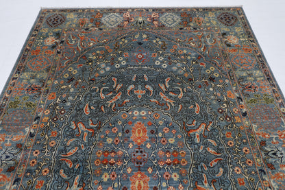 196 x 297 cm |  Floral gray Tribal Area Rug Afghan Hand Knotted veg Dye Wool carpet