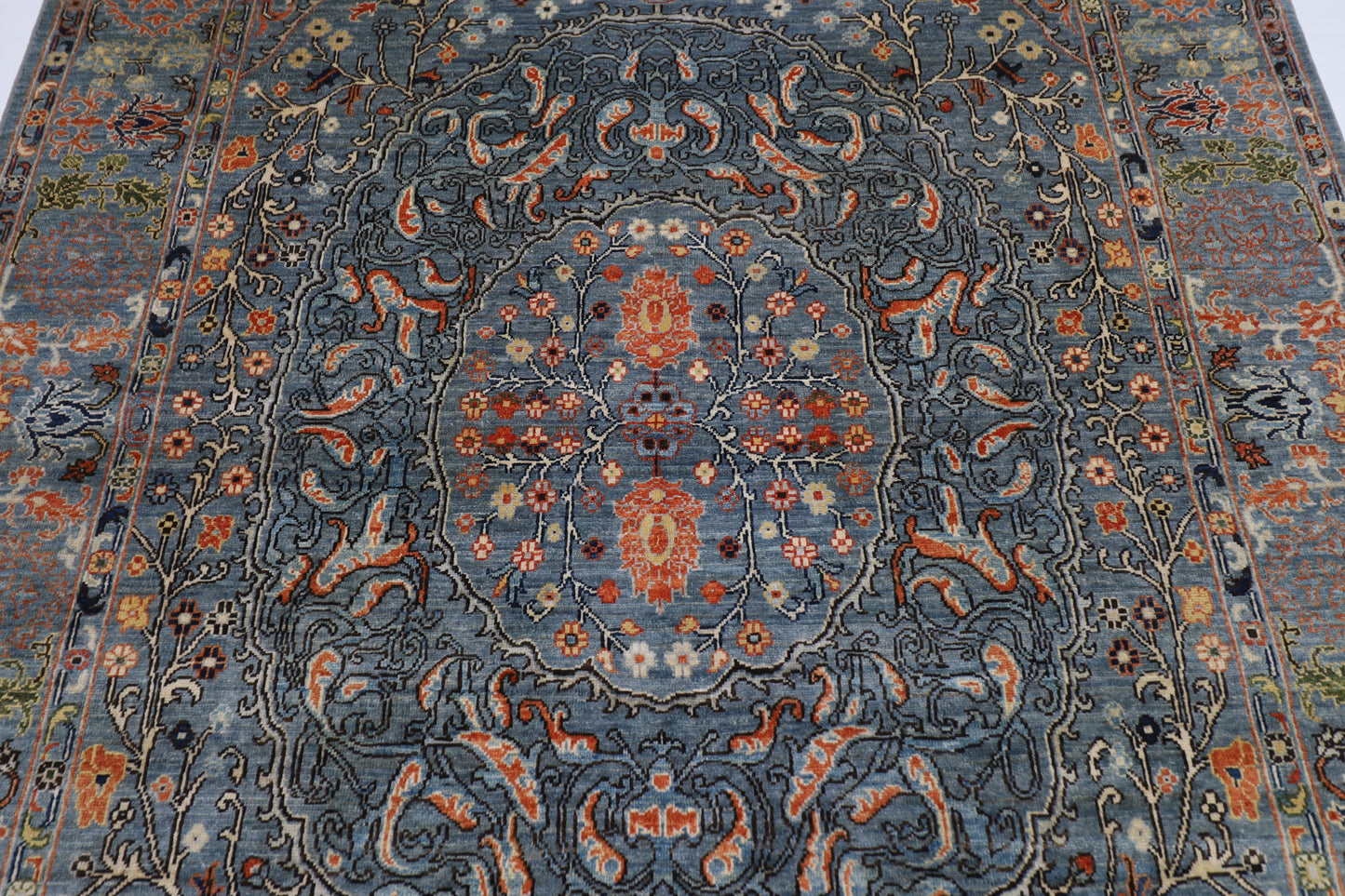 196 x 297 cm |  Floral gray Tribal Area Rug Afghan Hand Knotted veg Dye Wool carpet