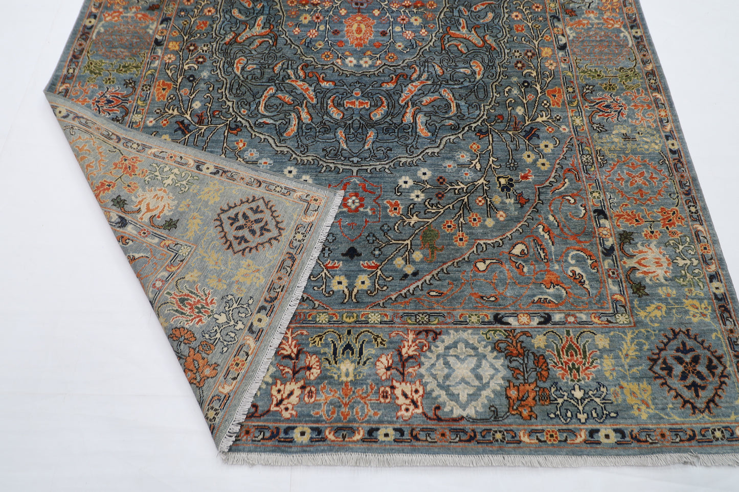 196 x 297 cm |  Floral gray Tribal Area Rug Afghan Hand Knotted veg Dye Wool carpet