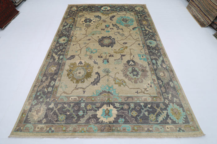 200 x 300 cm |  Floral Oushak gray Tribal Area Rug Afghan Hand Knotted veg Dye Wool carpet