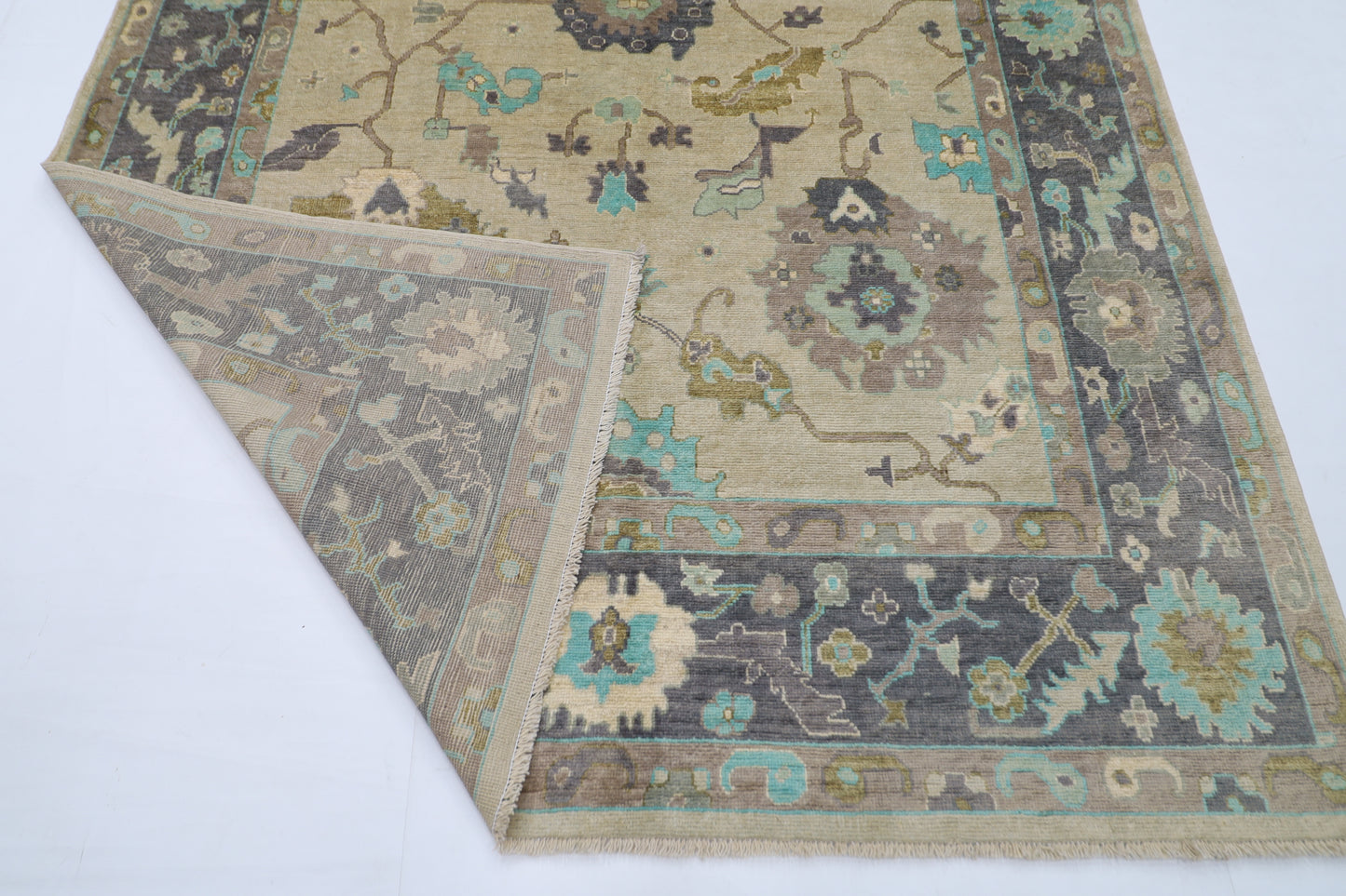 200 x 300 cm |  Floral Oushak gray Tribal Area Rug Afghan Hand Knotted veg Dye Wool carpet