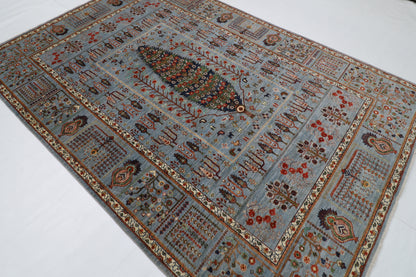200 x 296 cm |  Tree of life Gray Tribal Area Rug Afghan Hand Knotted veg Dye Wool carpet