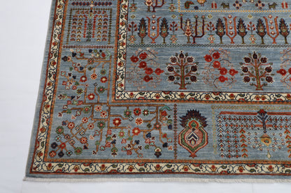 200 x 296 cm |  Tree of life Gray Tribal Area Rug Afghan Hand Knotted veg Dye Wool carpet