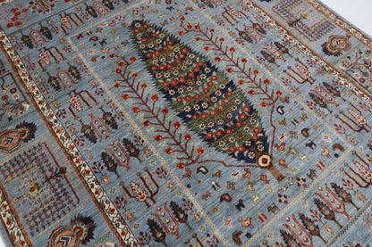 200 x 296 cm |  Tree of life Gray Tribal Area Rug Afghan Hand Knotted veg Dye Wool carpet