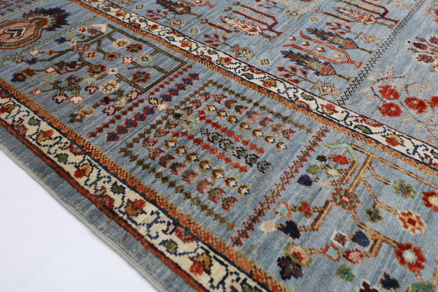 200 x 296 cm |  Tree of life Gray Tribal Area Rug Afghan Hand Knotted veg Dye Wool carpet