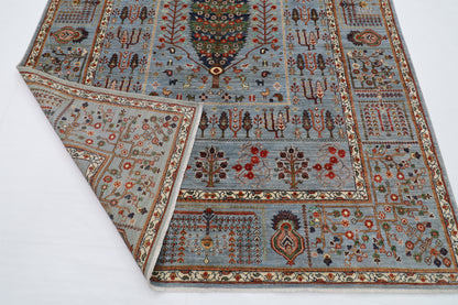 200 x 296 cm |  Tree of life Gray Tribal Area Rug Afghan Hand Knotted veg Dye Wool carpet