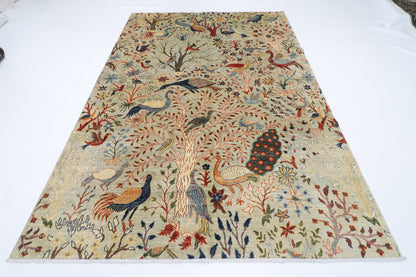 200 x 294 cm | Oriental Birds Gray Area Rug Afghan Hand Knotted Veg Dye Wool carpet