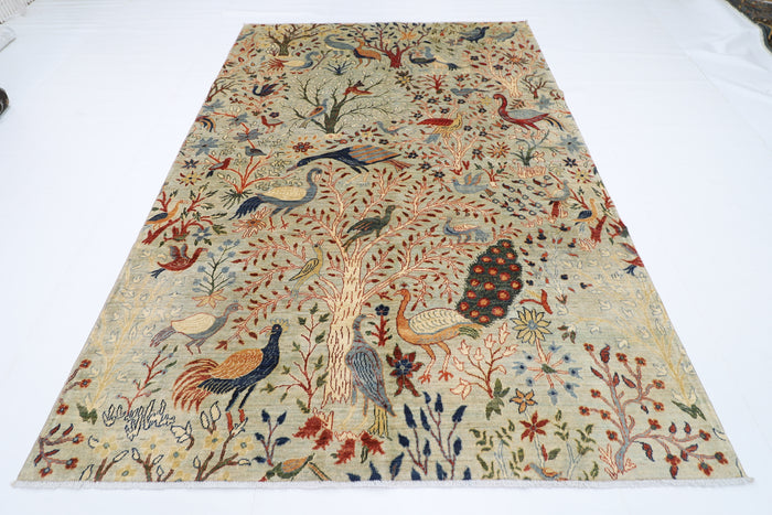 200 x 294 cm | Oriental Birds Gray Area Rug Afghan Hand Knotted Veg Dye Wool carpet