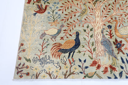 200 x 294 cm | Oriental Birds Gray Area Rug Afghan Hand Knotted Veg Dye Wool carpet
