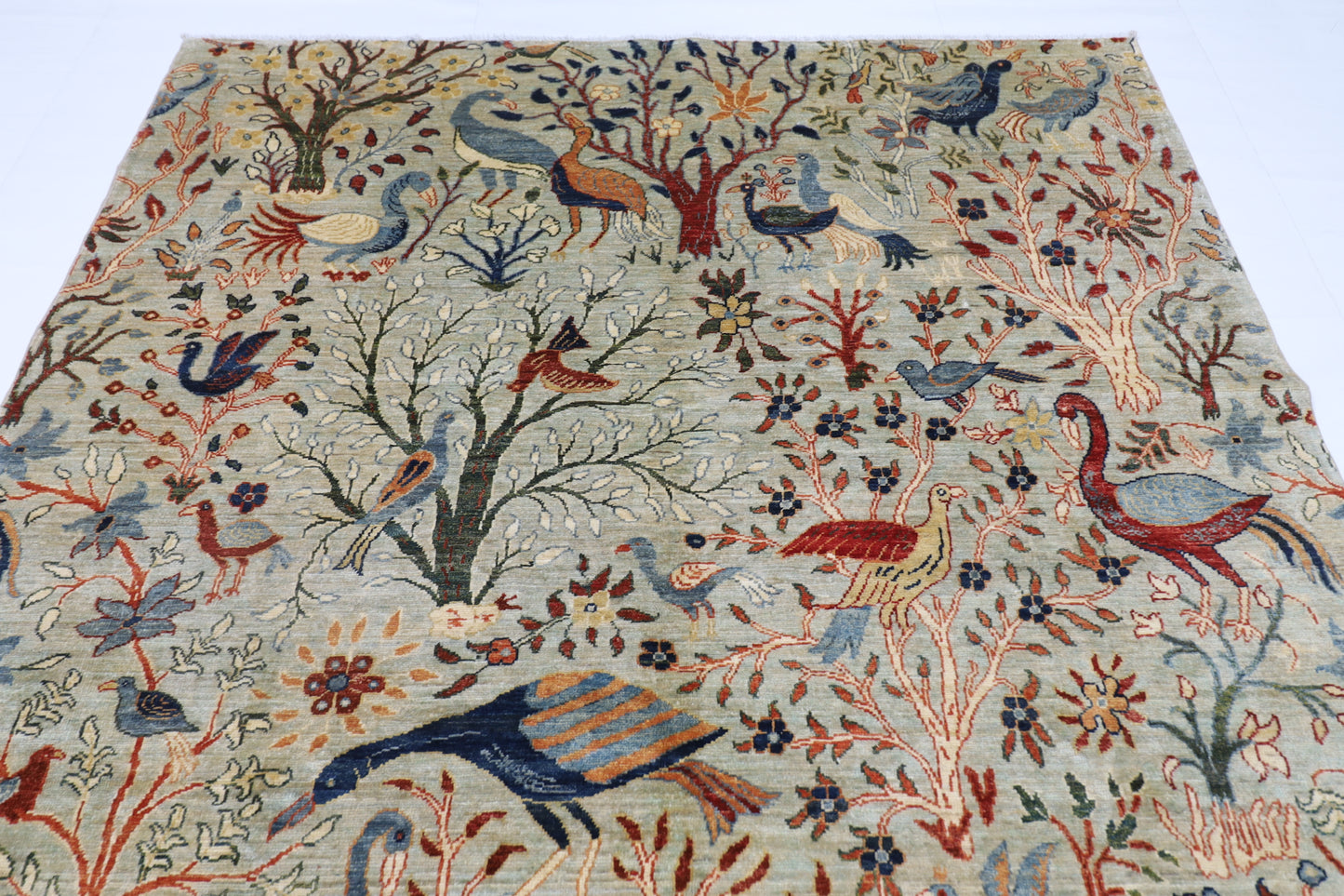 200 x 294 cm | Oriental Birds Gray Area Rug Afghan Hand Knotted Veg Dye Wool carpet