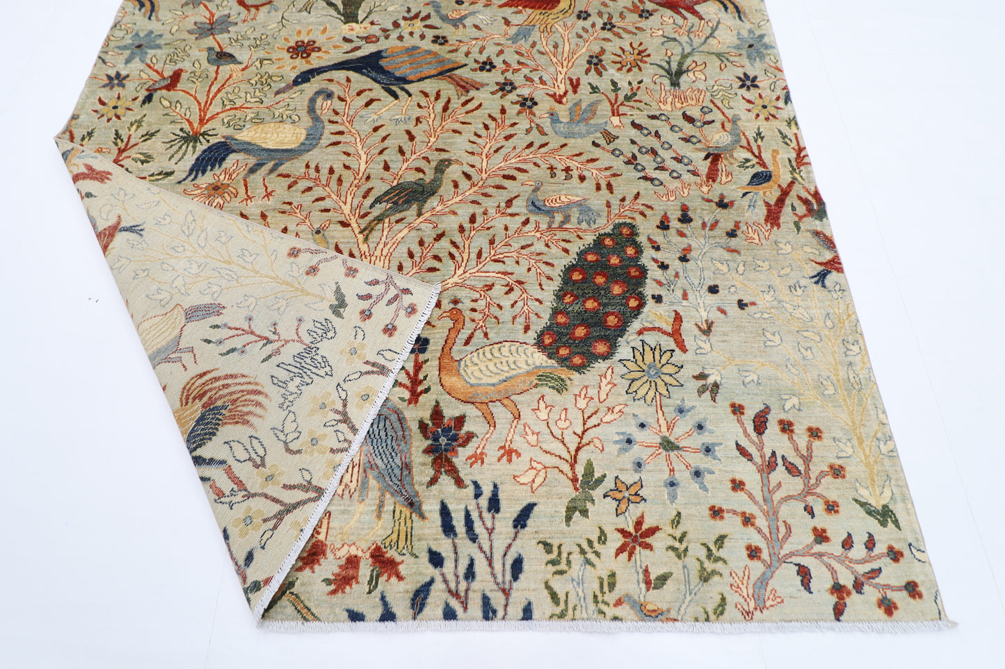 200 x 294 cm | Oriental Birds Gray Area Rug Afghan Hand Knotted Veg Dye Wool carpet