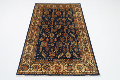 122 x 177 cm | Oriental Tribal blue Area Rug Afghan Hand Knotted Veg Dye Wool carpet