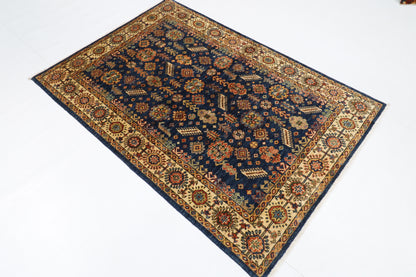 122 x 177 cm | Oriental Tribal blue Area Rug Afghan Hand Knotted Veg Dye Wool carpet
