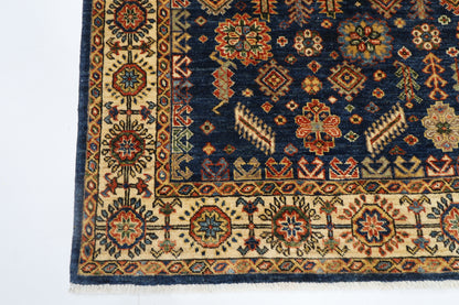 122 x 177 cm | Oriental Tribal blue Area Rug Afghan Hand Knotted Veg Dye Wool carpet