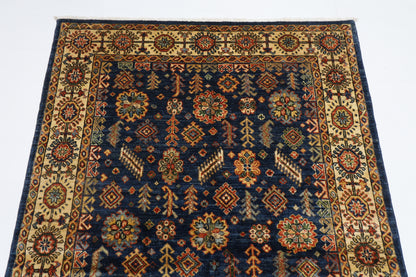 122 x 177 cm | Oriental Tribal blue Area Rug Afghan Hand Knotted Veg Dye Wool carpet