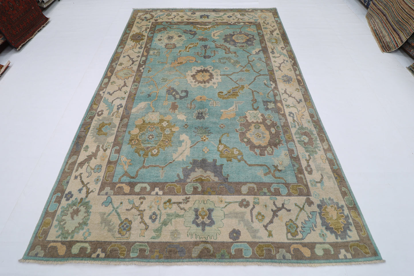 197 x 302 cm |  Floral Oushak  Tribal Area Rug Afghan Hand Knotted veg Dye Wool carpet