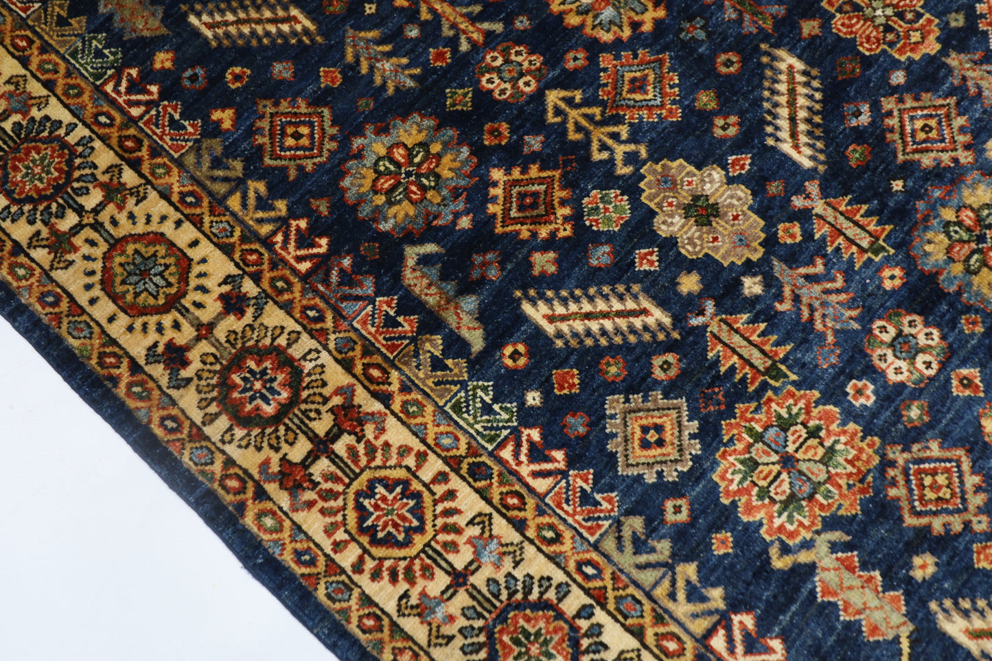 122 x 177 cm | Oriental Tribal blue Area Rug Afghan Hand Knotted Veg Dye Wool carpet