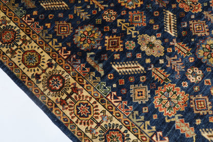 122 x 177 cm | Oriental Tribal blue Area Rug Afghan Hand Knotted Veg Dye Wool carpet