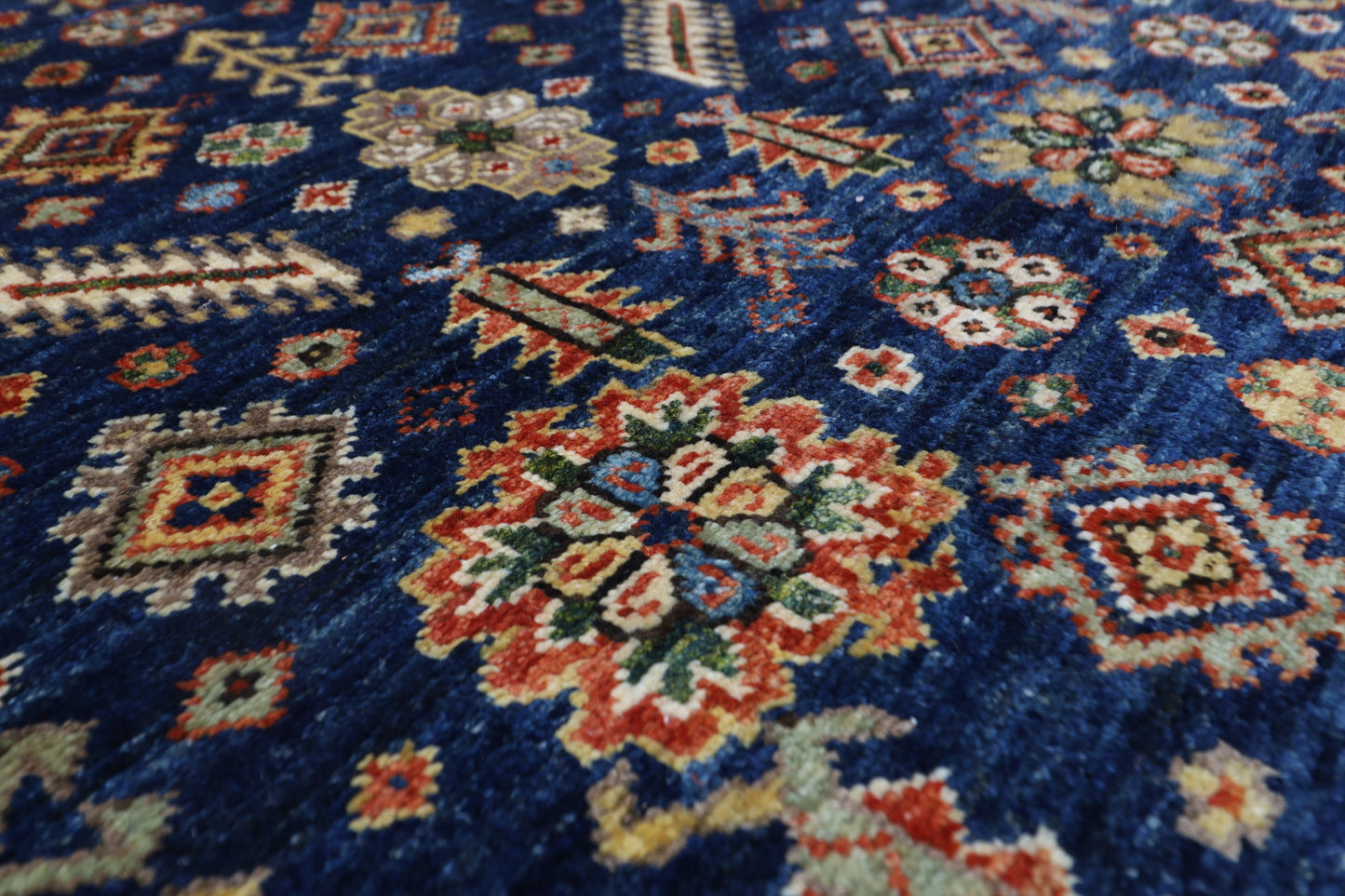 122 x 177 cm | Oriental Tribal blue Area Rug Afghan Hand Knotted Veg Dye Wool carpet