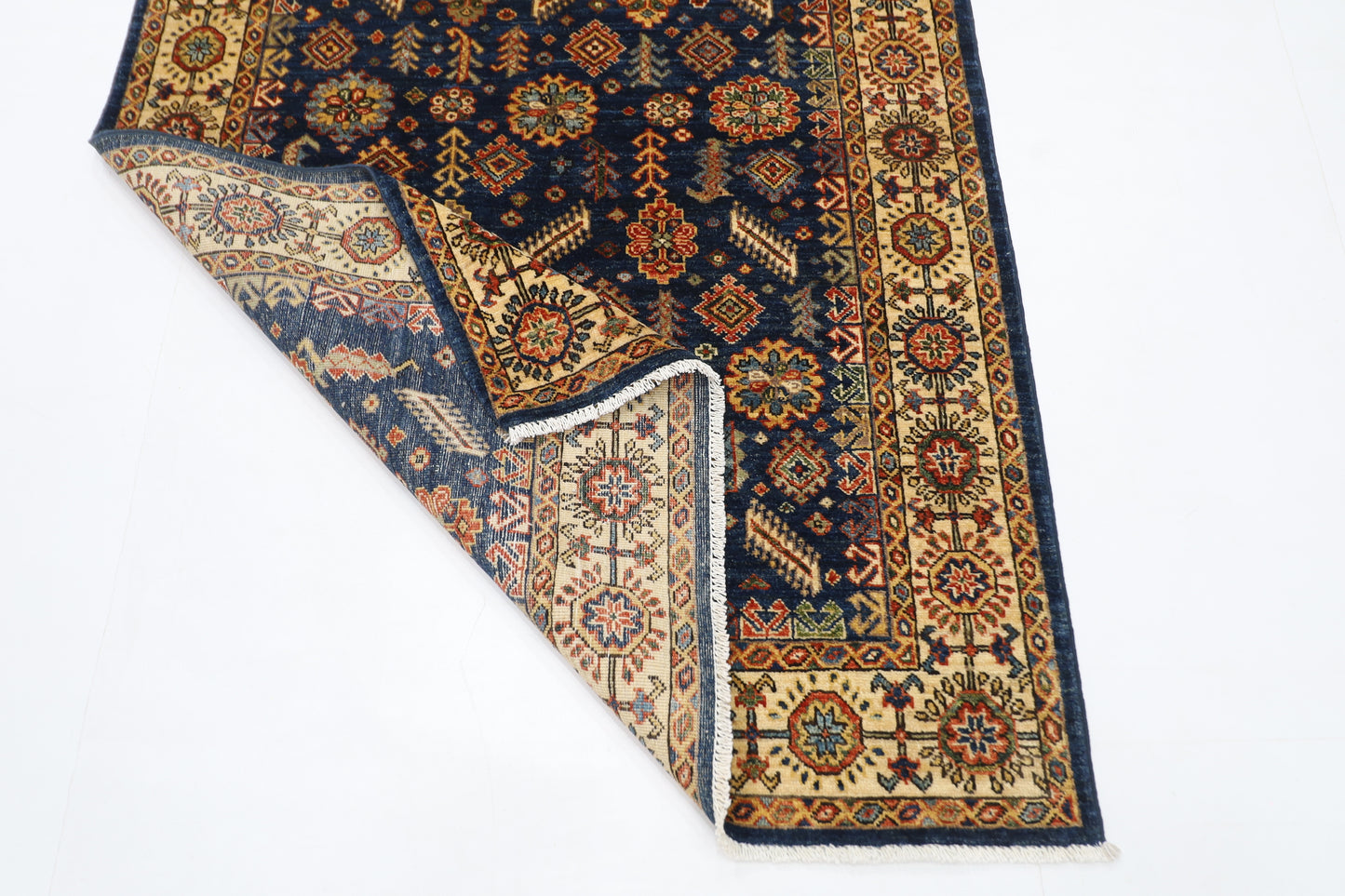 122 x 177 cm | Oriental Tribal blue Area Rug Afghan Hand Knotted Veg Dye Wool carpet