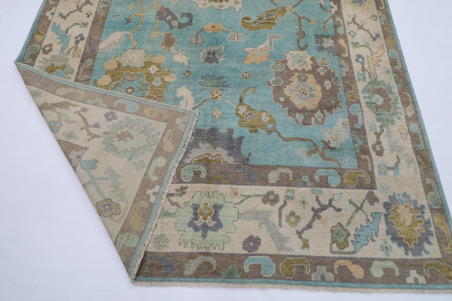 197 x 302 cm |  Floral Oushak  Tribal Area Rug Afghan Hand Knotted veg Dye Wool carpet