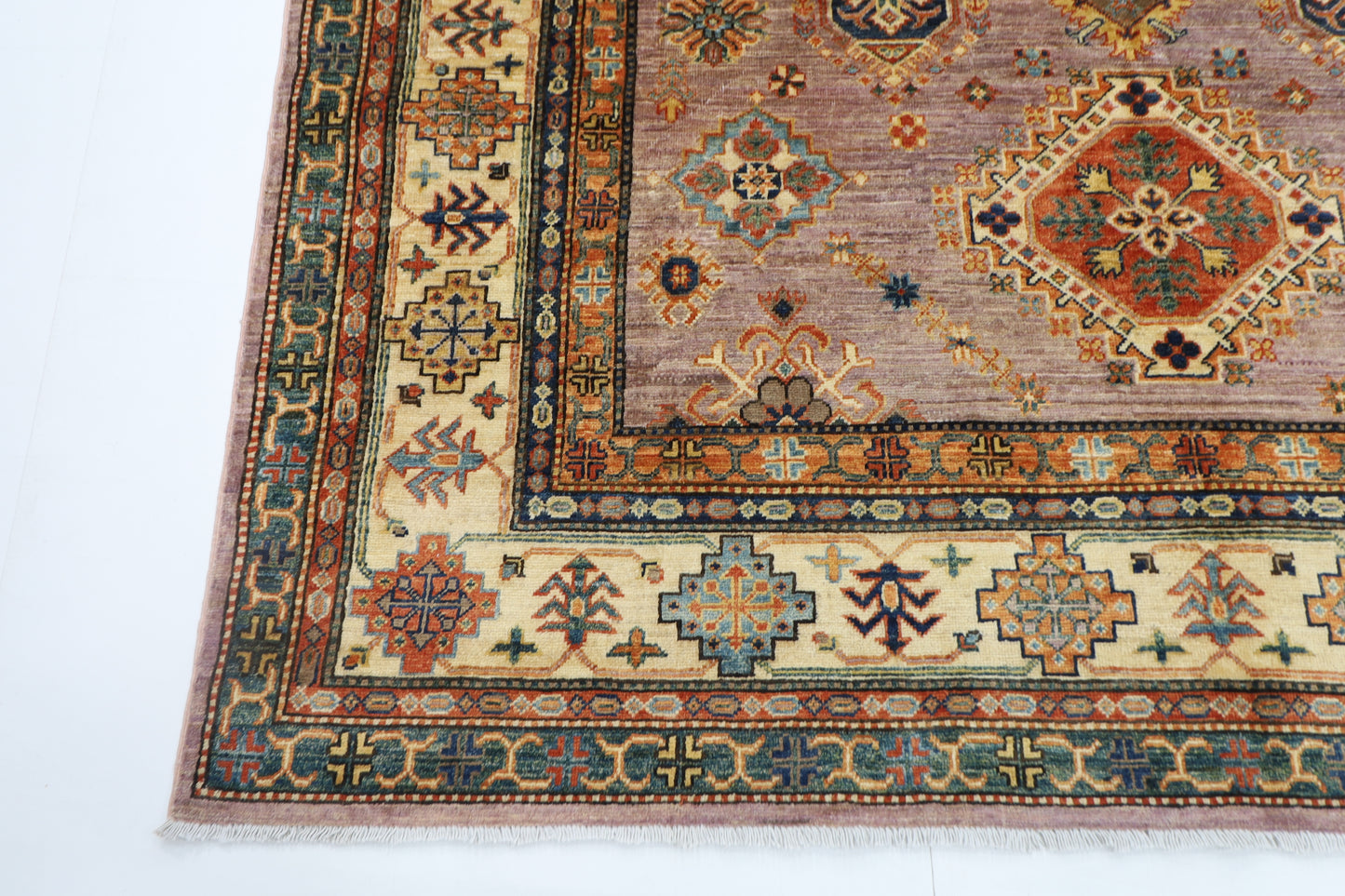 198 x 300 cm | Oriental kazak Pink Area Rug Afghan Hand Knotted Veg Dye Wool carpet