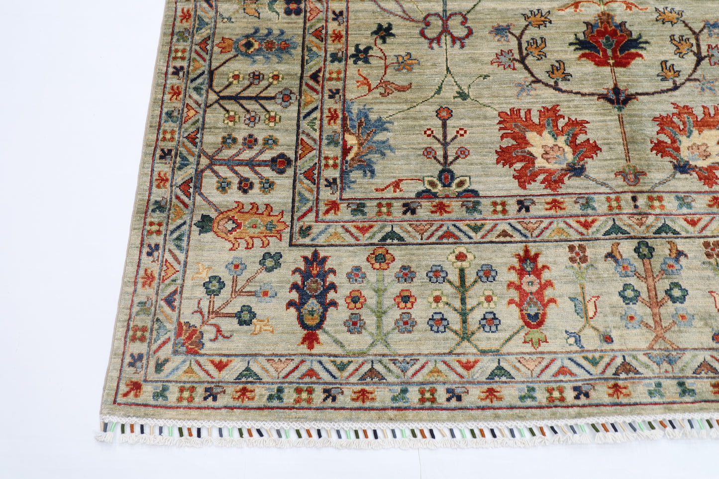 194 x 298 cm | Oriental Floral Area Rug Afghan Hand Knotted Veg Dye Wool carpet