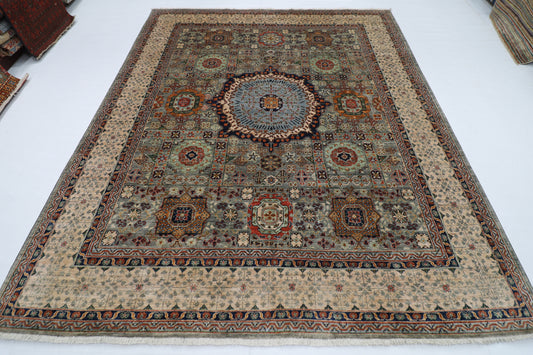 247 x 299 cm |  Mamluk Tribal Area Rug Afghan Hand Knotted veg Dye Wool carpet