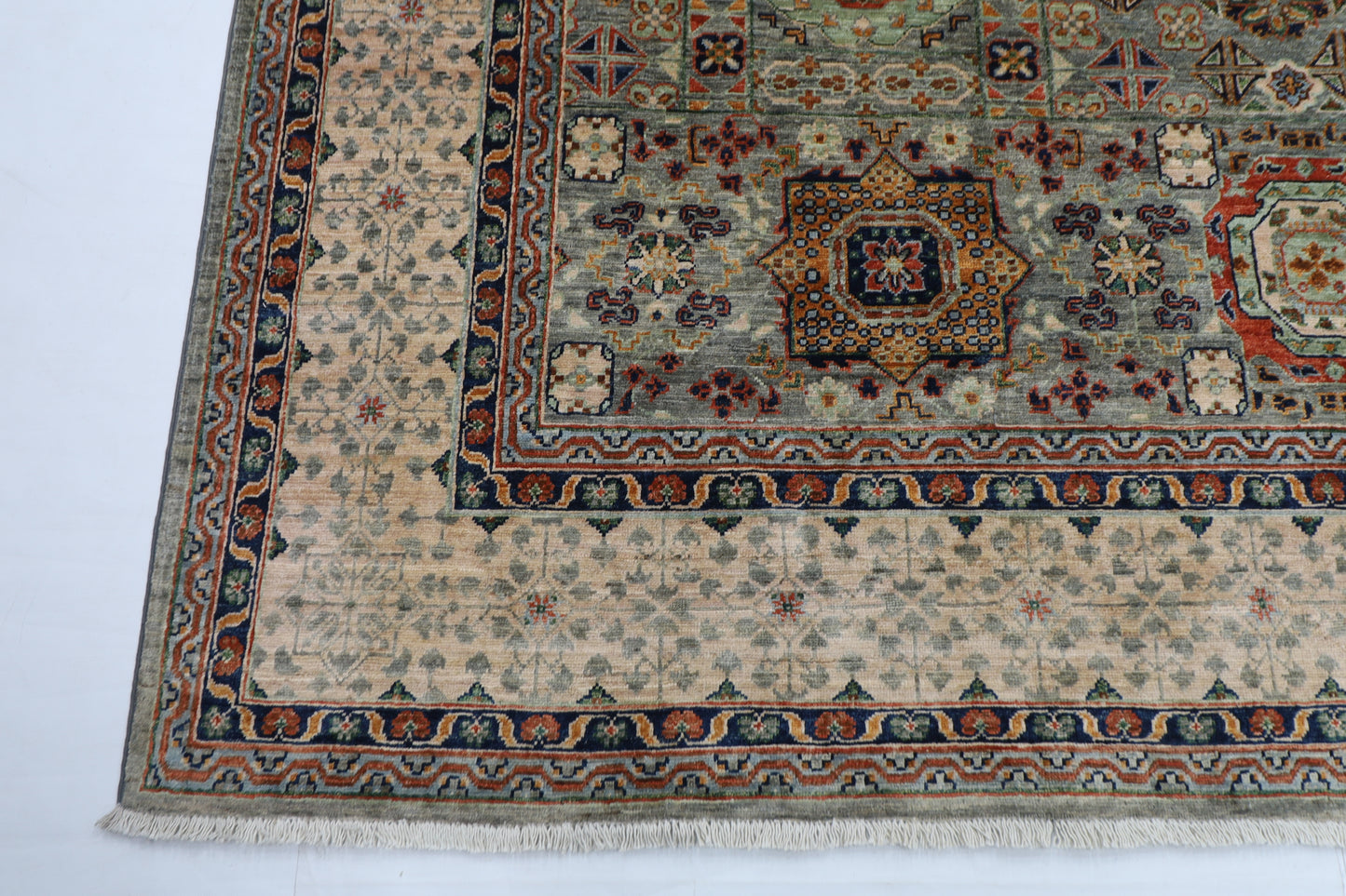 247 x 299 cm |  Mamluk Tribal Area Rug Afghan Hand Knotted veg Dye Wool carpet