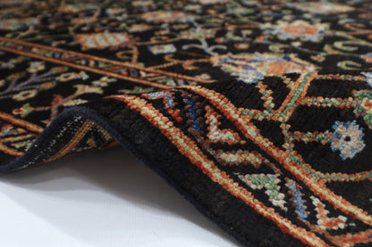 150 x 203 cm | Oriental Floral Black Area Rug Afghan Hand Knotted Veg Dye Wool carpet