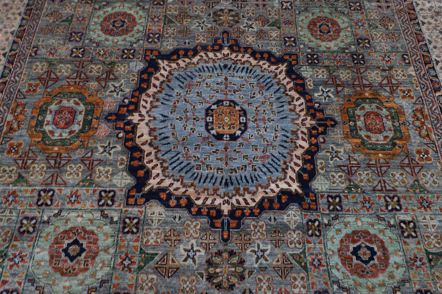 247 x 299 cm |  Mamluk Tribal Area Rug Afghan Hand Knotted veg Dye Wool carpet