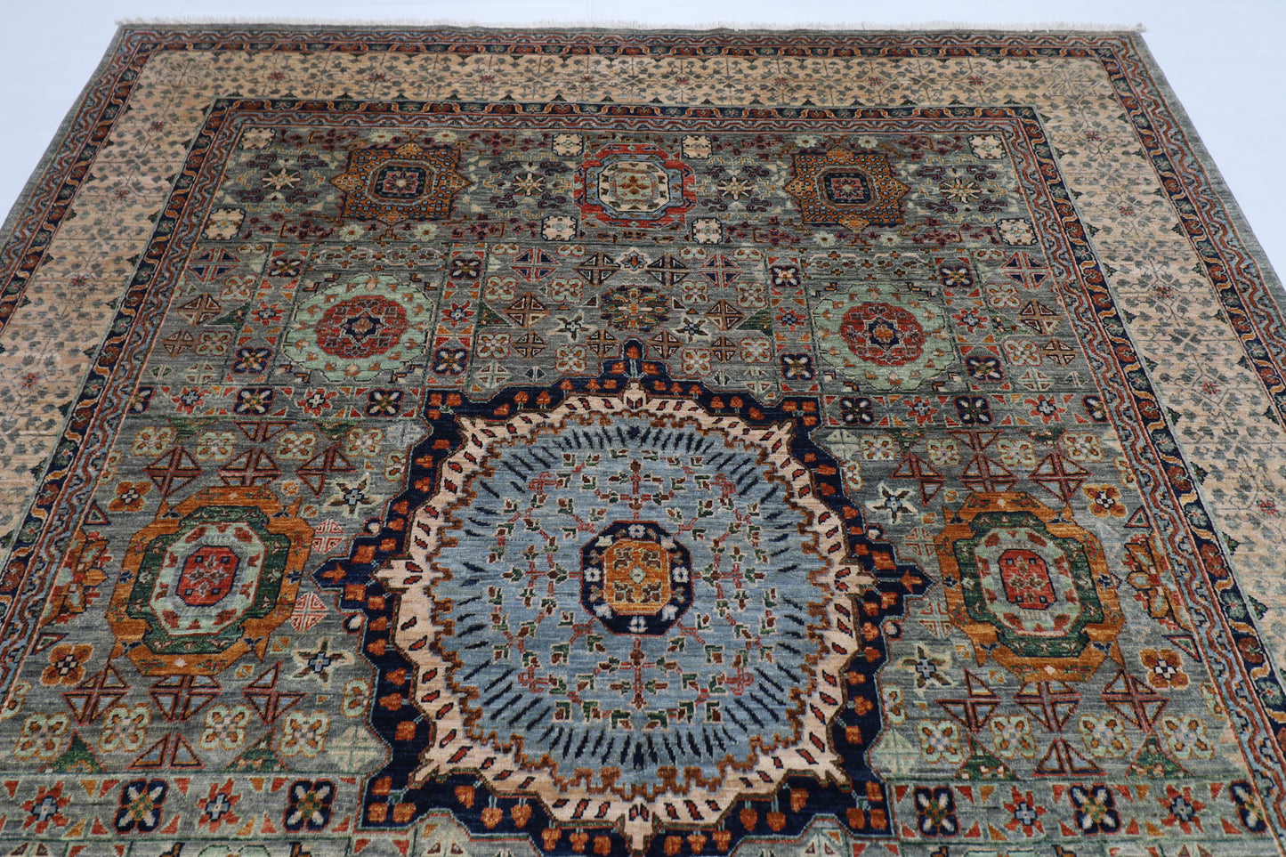247 x 299 cm |  Mamluk Tribal Area Rug Afghan Hand Knotted veg Dye Wool carpet