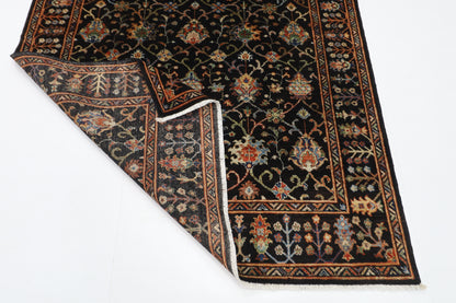 150 x 203 cm | Oriental Floral Black Area Rug Afghan Hand Knotted Veg Dye Wool carpet