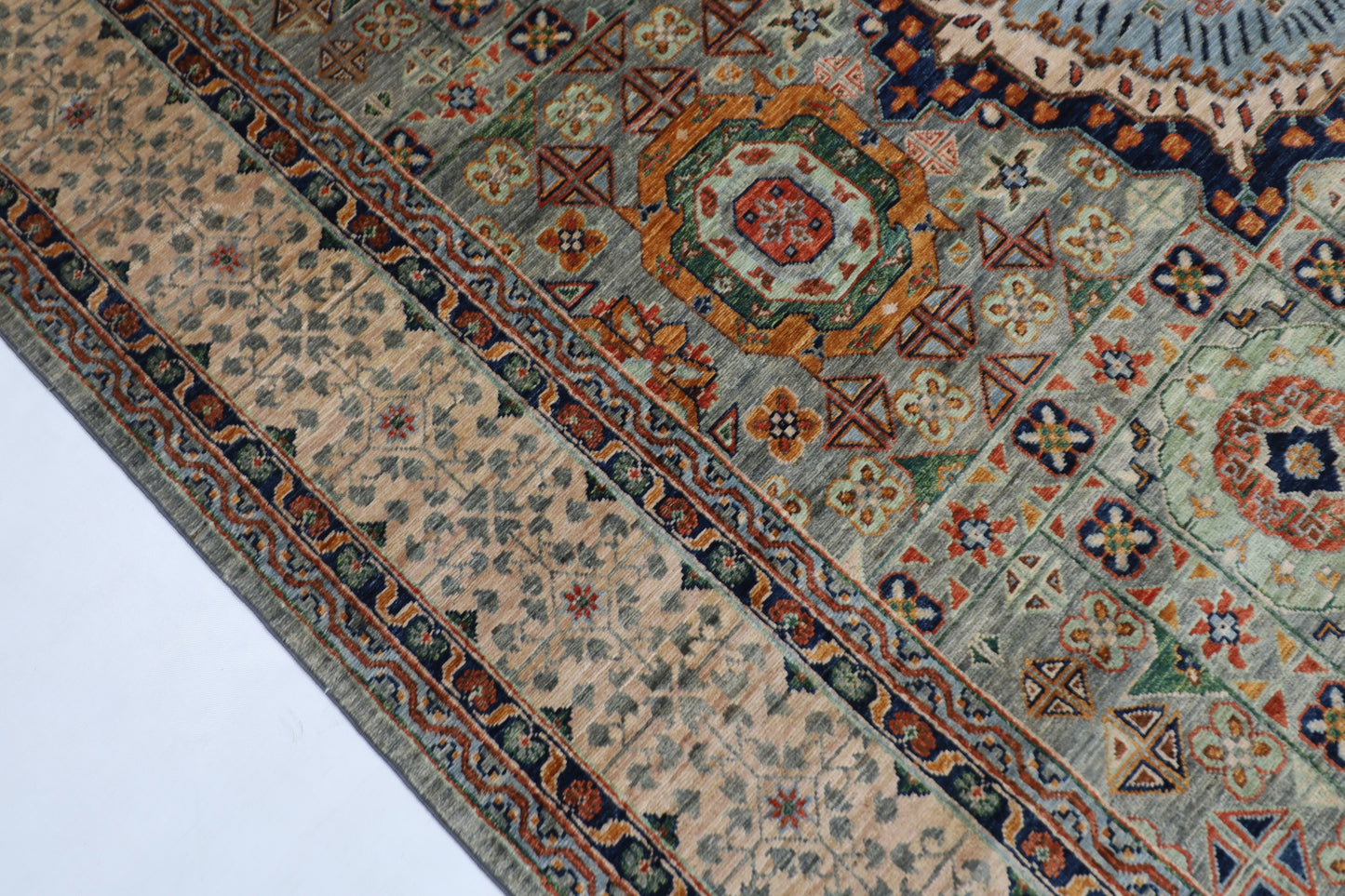 247 x 299 cm |  Mamluk Tribal Area Rug Afghan Hand Knotted veg Dye Wool carpet