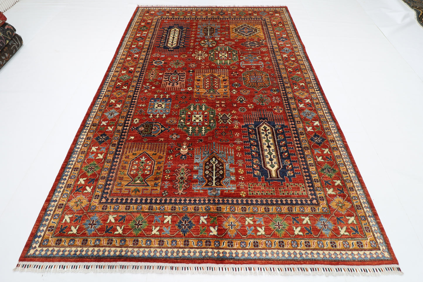 198 x 304 cm | Oriental Waziri Area Rug Afghan Hand Knotted Veg Dye Wool carpet