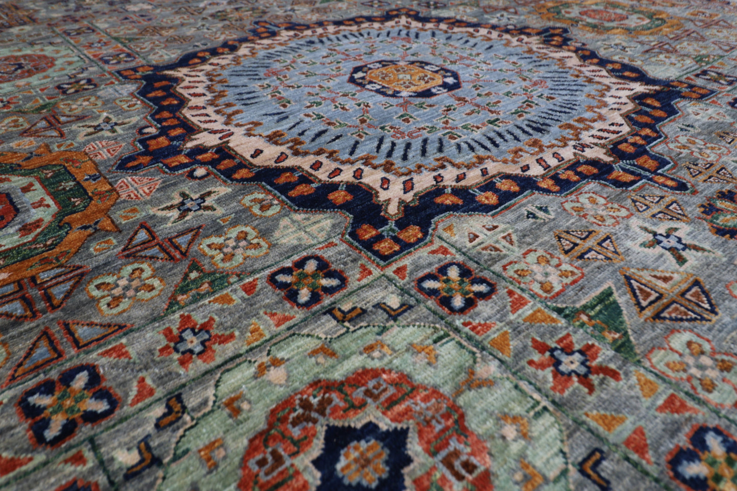 247 x 299 cm |  Mamluk Tribal Area Rug Afghan Hand Knotted veg Dye Wool carpet