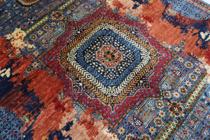 199 x 298 cm | Oriental Abstract Area Rug Afghan Hand Knotted Veg Dye Wool carpet