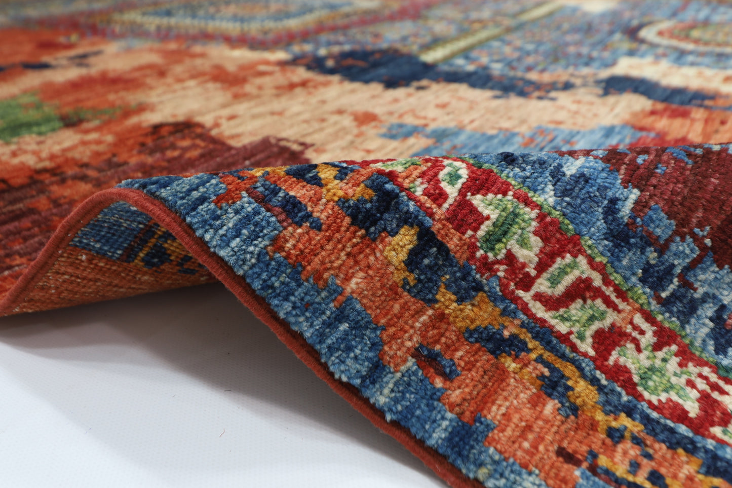 199 x 298 cm | Oriental Abstract Area Rug Afghan Hand Knotted Veg Dye Wool carpet