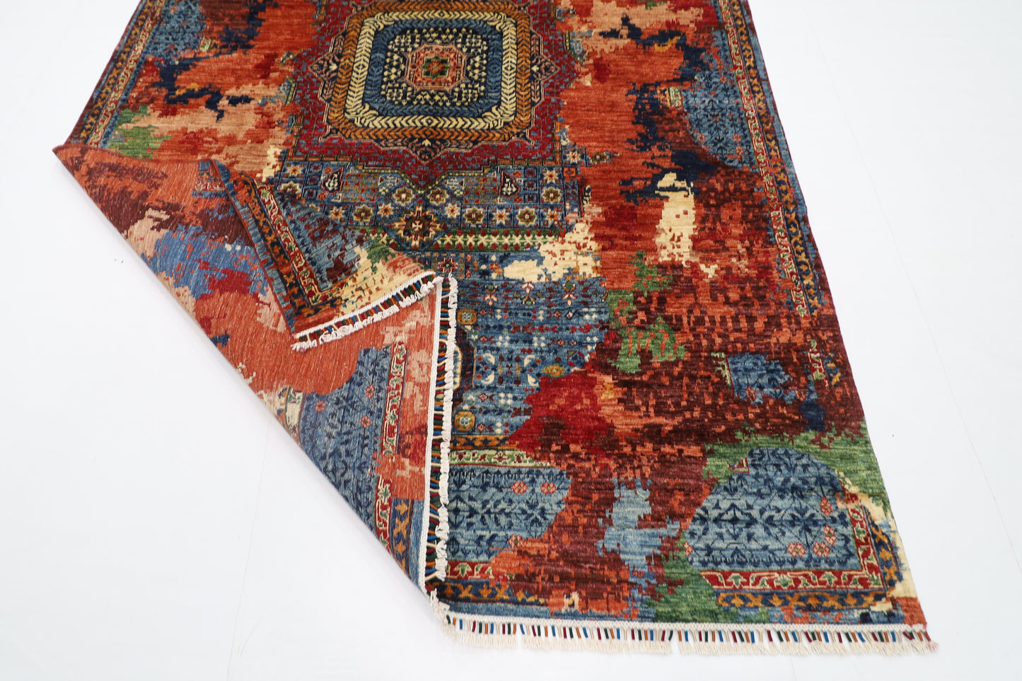 199 x 298 cm | Oriental Abstract Area Rug Afghan Hand Knotted Veg Dye Wool carpet
