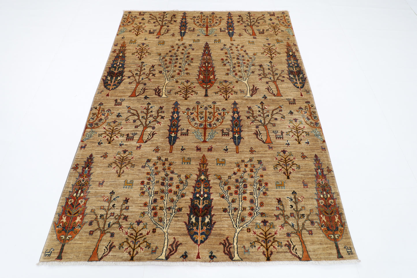151 x 200 cm | Oriental Tree of life Area Rug Afghan Hand Knotted Veg Dye Wool carpet