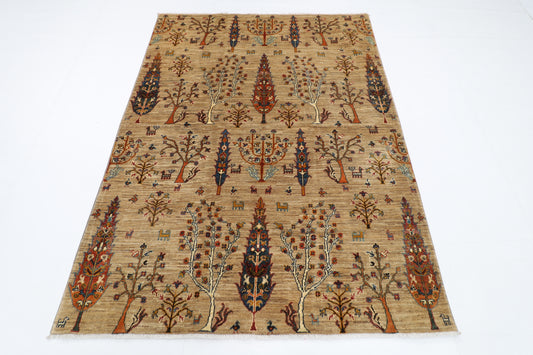 151 x 200 cm | Oriental Tree of life Area Rug Afghan Hand Knotted Veg Dye Wool carpet