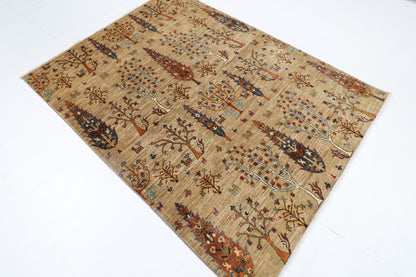 151 x 200 cm | Oriental Tree of life Area Rug Afghan Hand Knotted Veg Dye Wool carpet