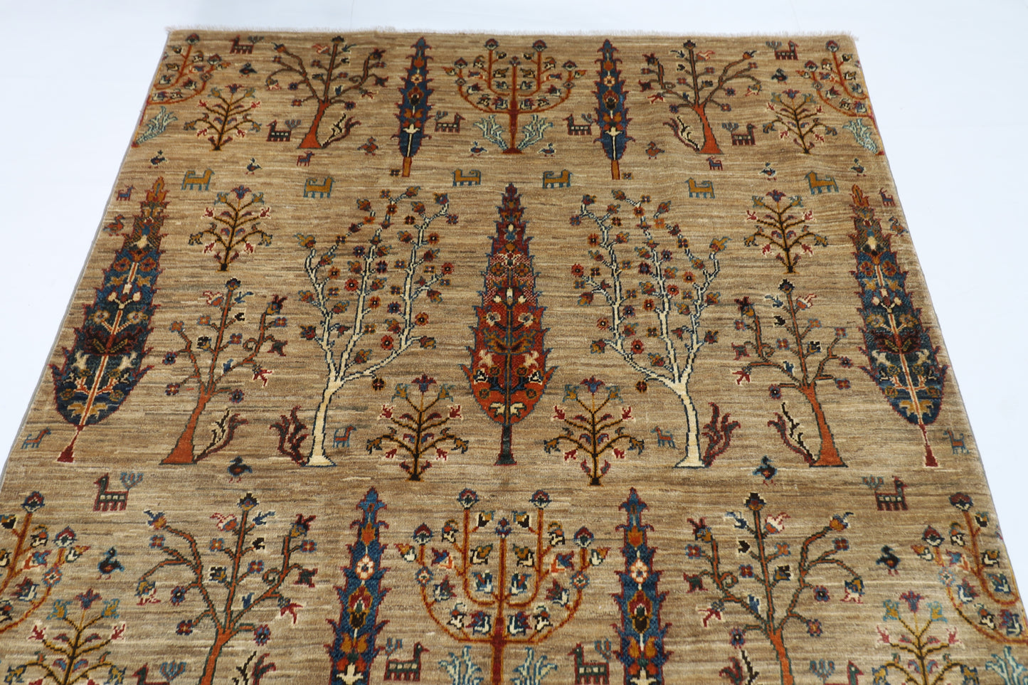 151 x 200 cm | Oriental Tree of life Area Rug Afghan Hand Knotted Veg Dye Wool carpet