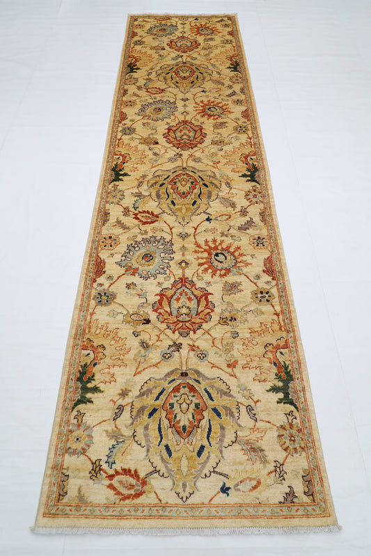 94 x 352 cm |  Floral Tribal Runner Rug Afghan Hand Knotted veg Dye Wool carpet
