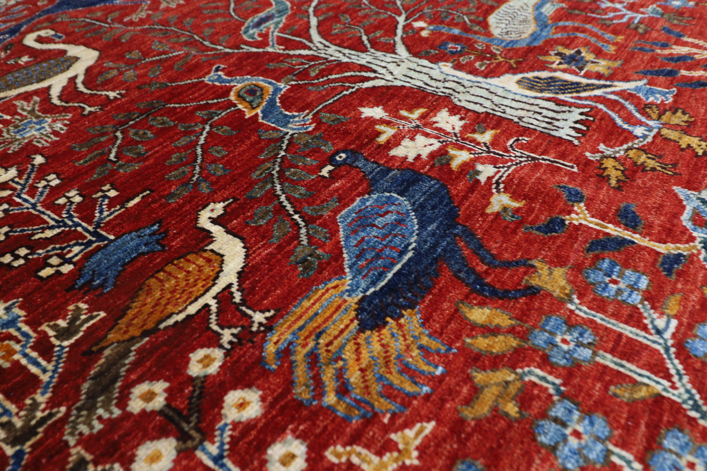 148 x 197 cm | Oriental Tree of life Birds Area Rug Afghan Hand Knotted Veg Dye Wool carpet