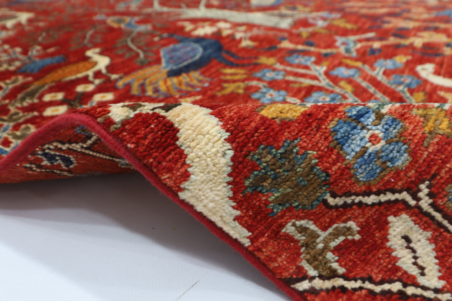 148 x 197 cm | Oriental Tree of life Birds Area Rug Afghan Hand Knotted Veg Dye Wool carpet