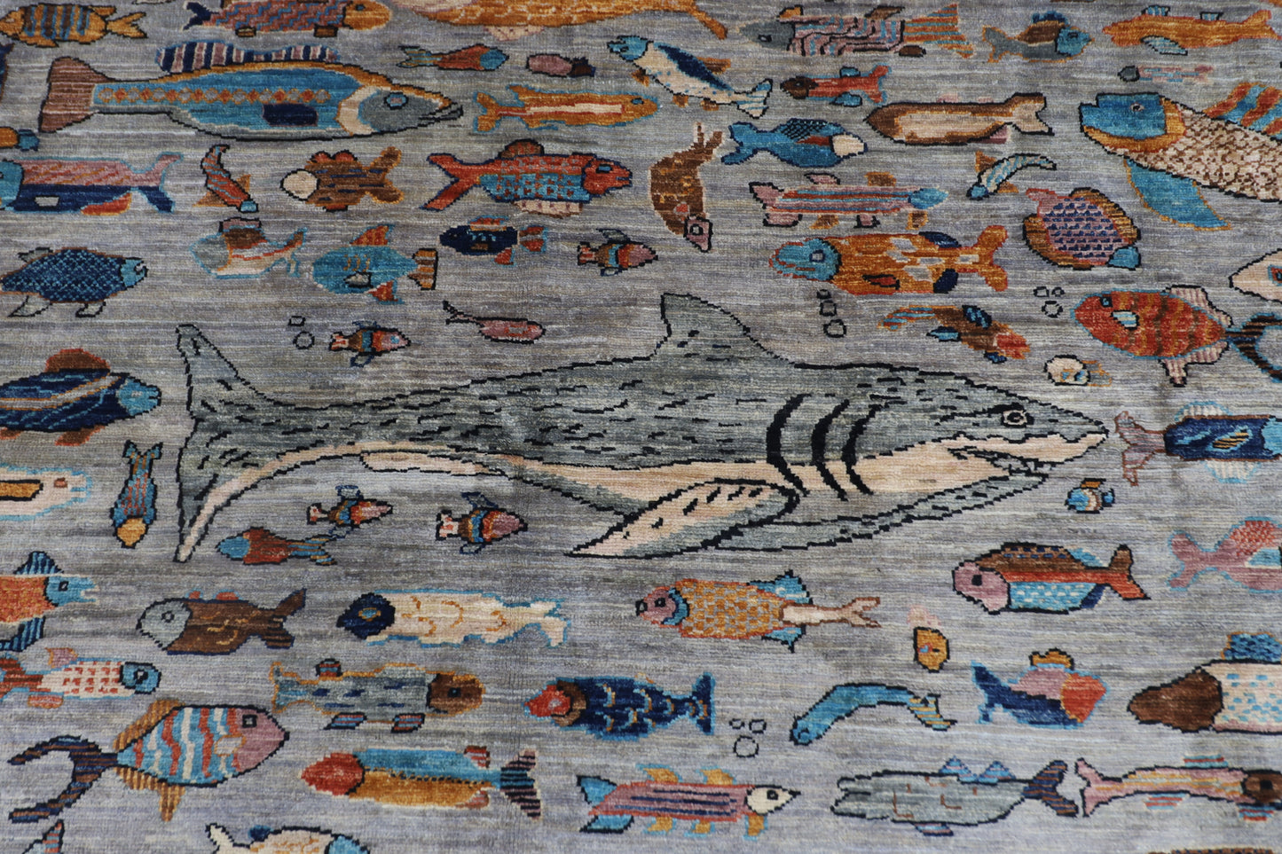 181 x 265 cm | Oriental Fish Gray Area Rug Afghan Hand Knotted Veg Dye Wool carpet