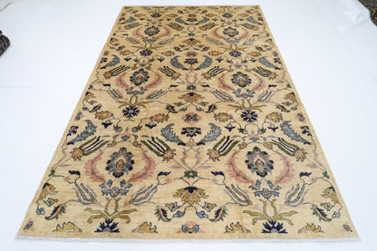 201 x 294 cm | Oriental Suzani Beige Area Rug Afghan Hand Knotted Veg Dye Wool carpet